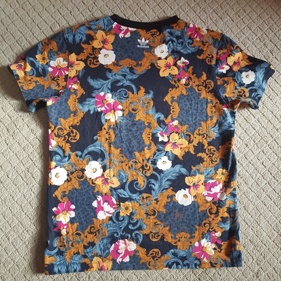 Adidas Her Studio London Tee Floral Top  Short Sleeve Trefoil Logo Women XS - Picture 2 of 3